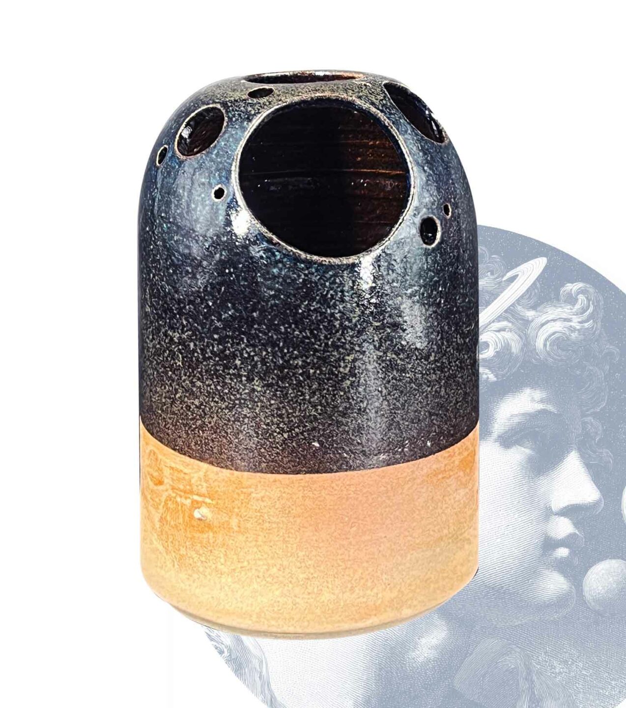 Vas en gres troué bleu