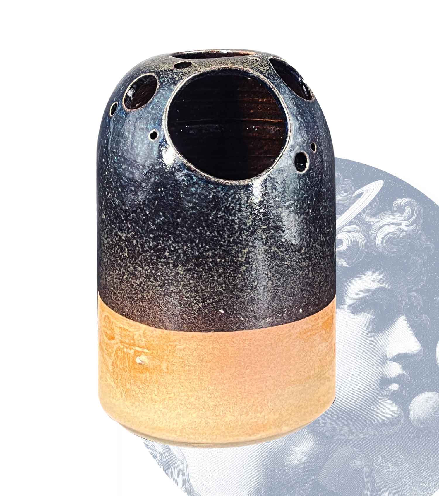 Vas en gres troué bleu