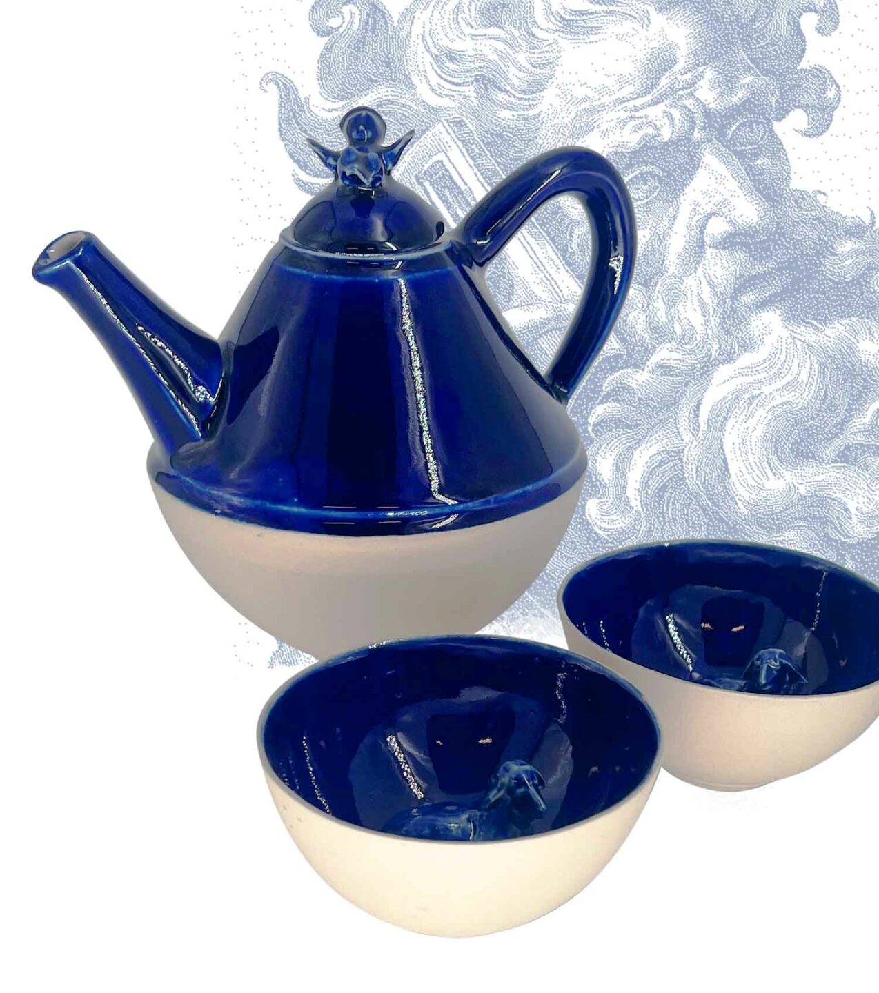 Théière Nativité + 2 bols